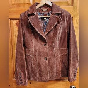 Women's Wilsons Leather Brown Suede Button-Front Jacket, Size S